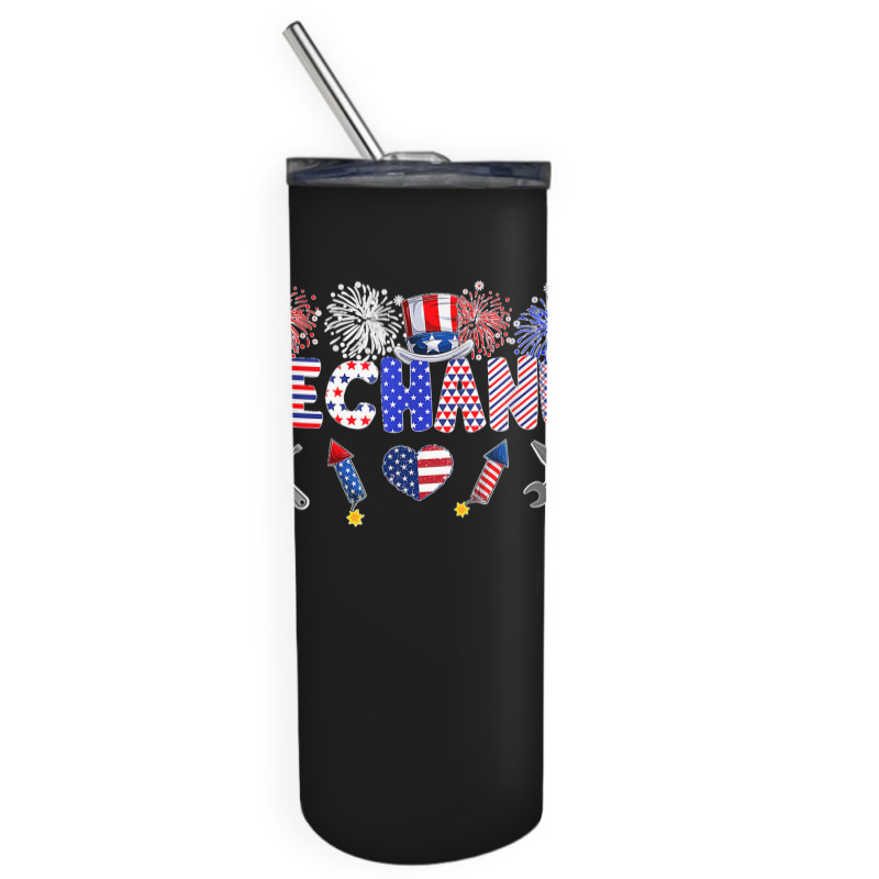 Mechanic Proud American Flag Fireworks Happy 4th Of July Skinny Tumbler | Artistshot