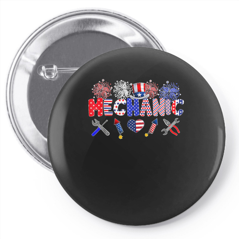 Mechanic Proud American Flag Fireworks Happy 4th Of July Pin-back Button | Artistshot