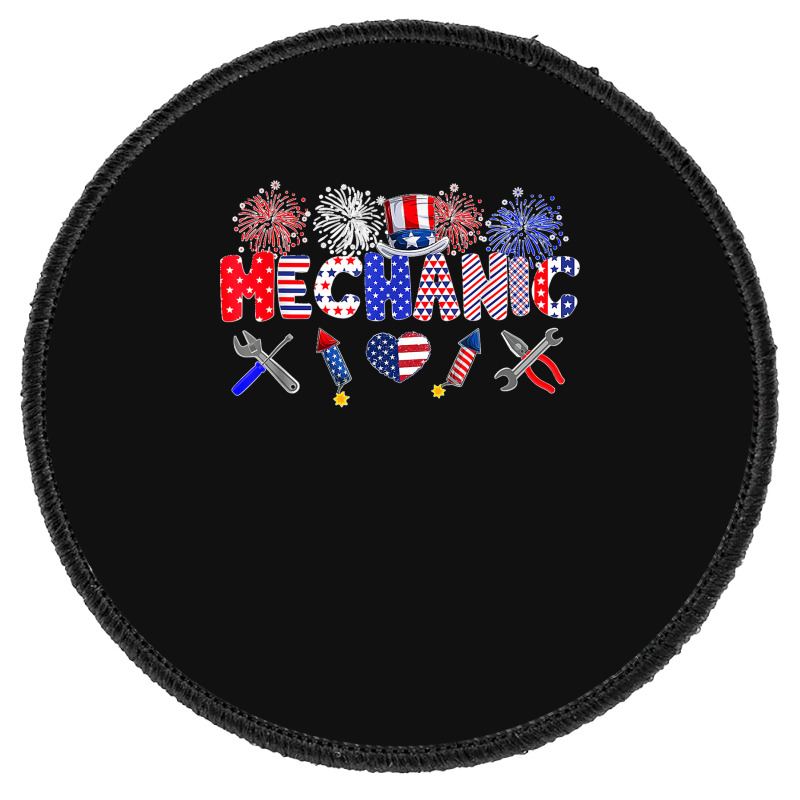 Mechanic Proud American Flag Fireworks Happy 4th Of July Round Patch | Artistshot