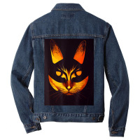 Halloween Cat   Scary Kitty   Creepy Halloween Party Men Denim Jacket | Artistshot