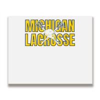 Womens Michigan Lacrosse Helmet Mi Lax The Wolverine State Gift V Neck Metal Print Horizontal | Artistshot