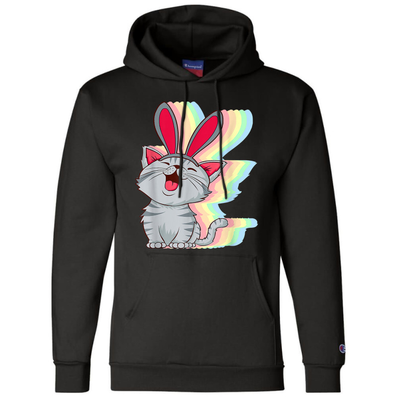 Cat Bunny Ears Easter Day Cute Pet Kitten Lover Boys Girls Champion Hoodie by Claire J Tinsley | Artistshot