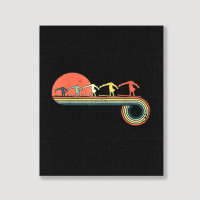 Gymnast Girl Exercise Retro Vintage Sunset Rainbow Color Portrait Canvas Print | Artistshot