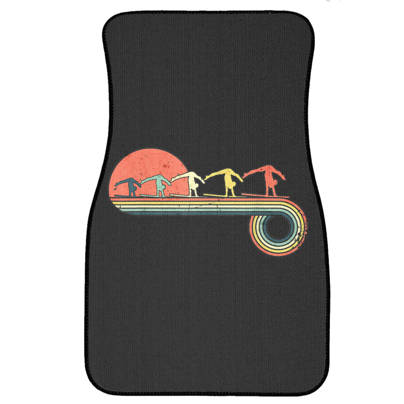 Gymnast Girl Exercise Retro Vintage Sunset Rainbow Color Front Car Mat | Artistshot