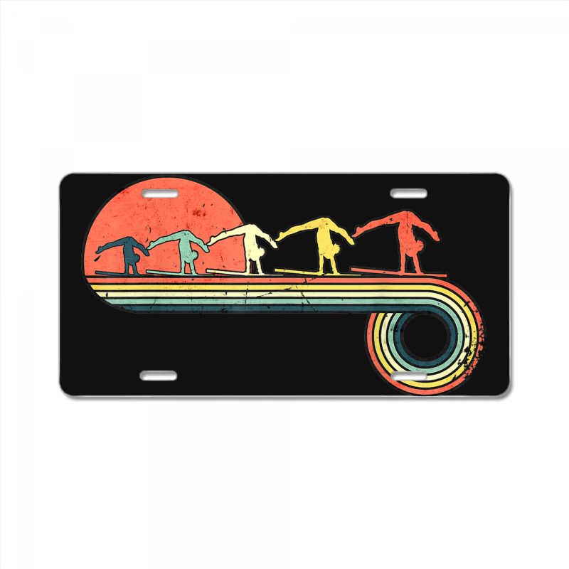 Gymnast Girl Exercise Retro Vintage Sunset Rainbow Color License Plate | Artistshot