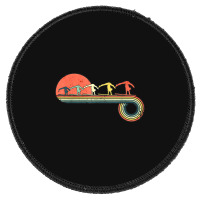 Gymnast Girl Exercise Retro Vintage Sunset Rainbow Color Round Patch | Artistshot