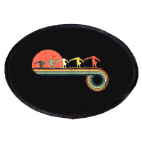 Gymnast Girl Exercise Retro Vintage Sunset Rainbow Color Oval Patch | Artistshot