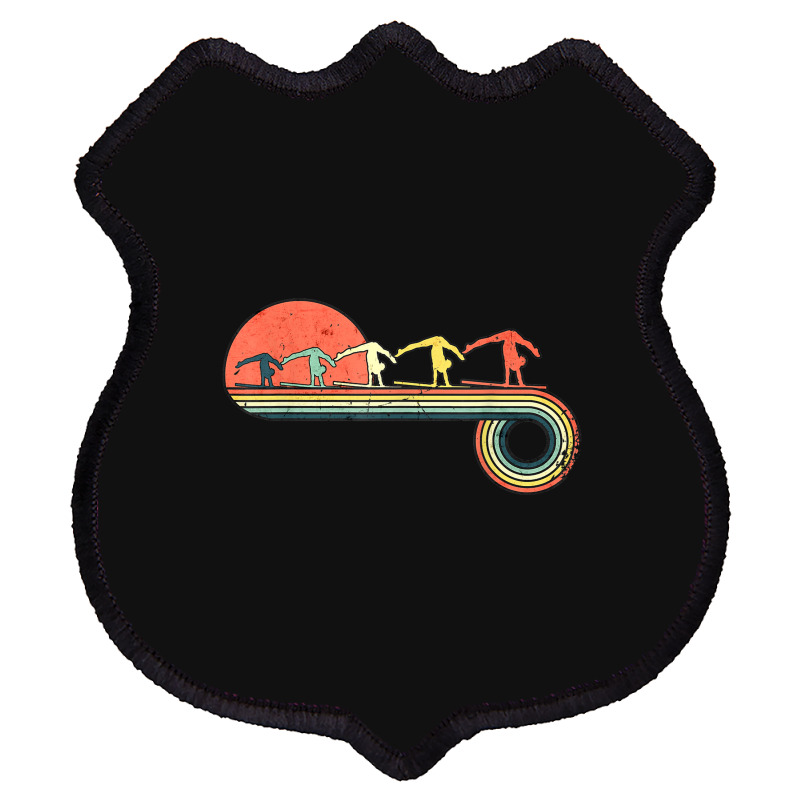 Gymnast Girl Exercise Retro Vintage Sunset Rainbow Color Shield Patch | Artistshot