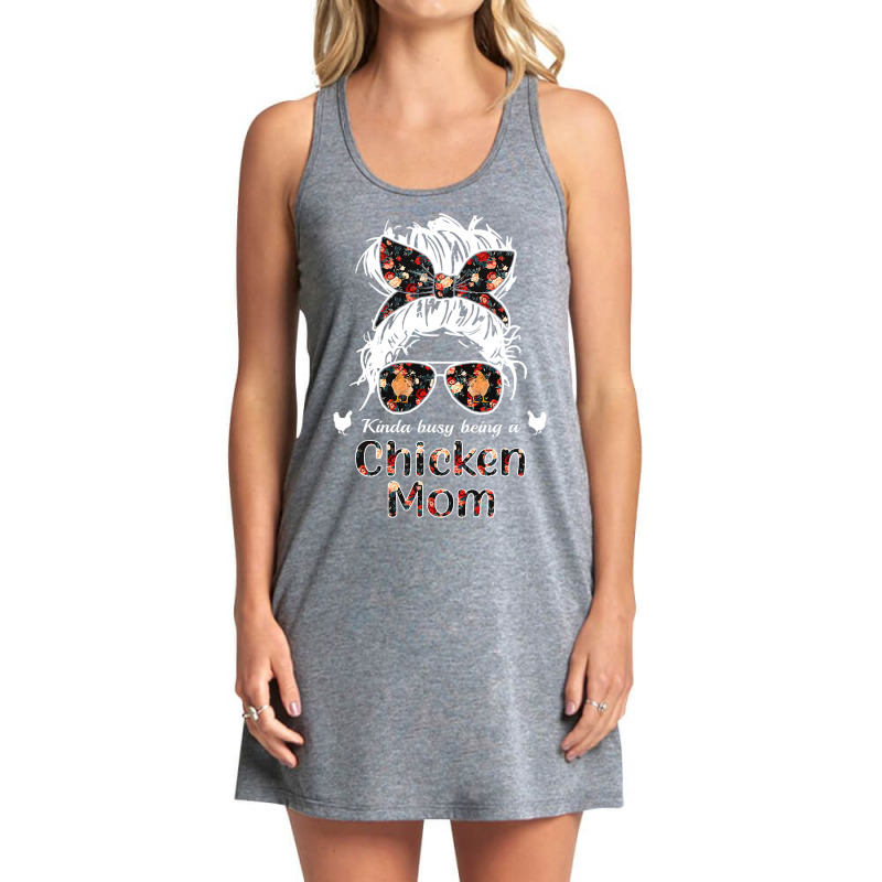 Chicken Cock Kinda Busy Being A Chicken Mom Messy Hair In Bun Bandana Tank Dress by offensejuggler | Artistshot