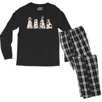 Dog Ghost Spooky Season Ghost Halloween Groovy Retro Men's Long Sleeve Pajama Set | Artistshot