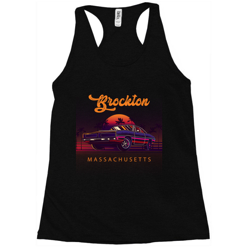 Brockton Massachusetts Retro Vintage 80s 90s Muscle Cars Retrowave Aes Racerback Tank by pancakespienova | Artistshot