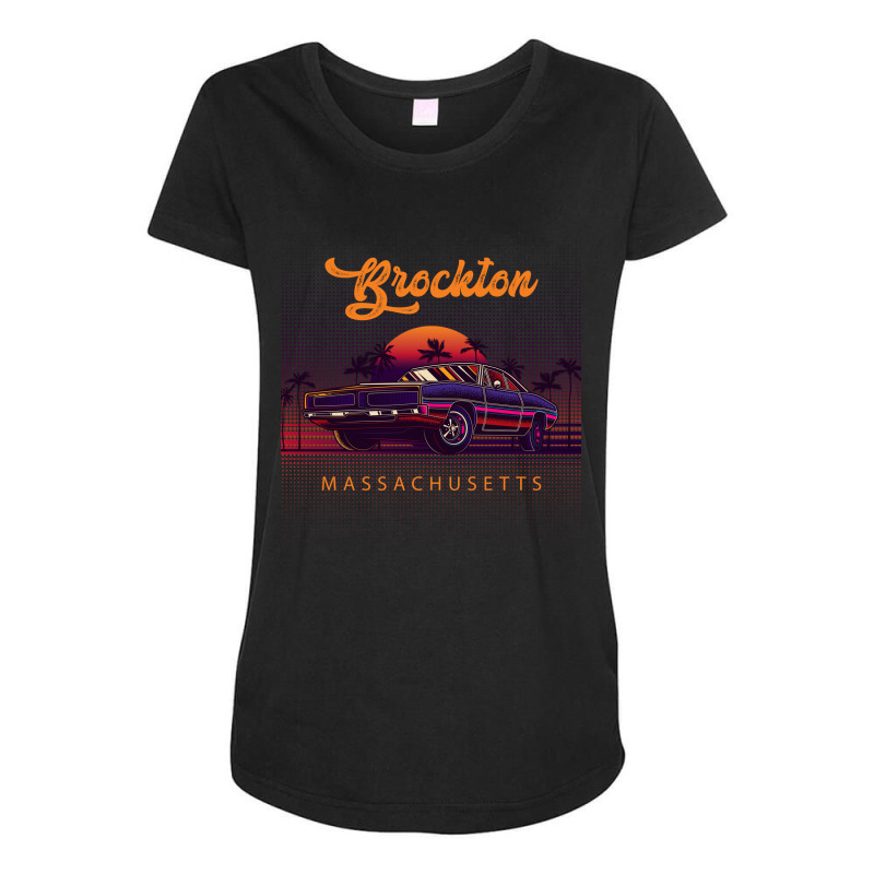 Brockton Massachusetts Retro Vintage 80s 90s Muscle Cars Retrowave Aes Maternity Scoop Neck T-shirt by pancakespienova | Artistshot