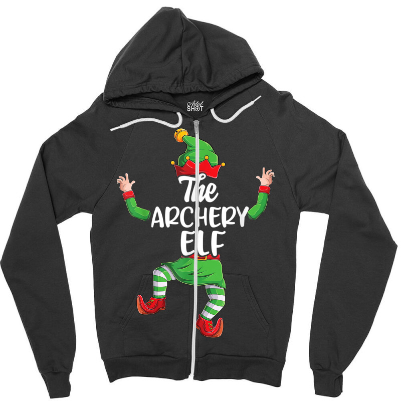 Archery Elf Family Matching Christmas Pajamas Pjs Xmas Men Zipper Hoodie | Artistshot