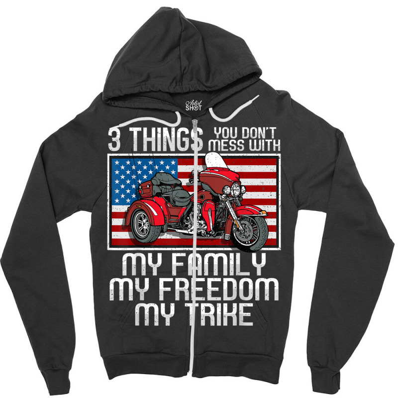 Motorcycle Trike American Biker Rules Zipper Hoodie by MaraRojas | Artistshot