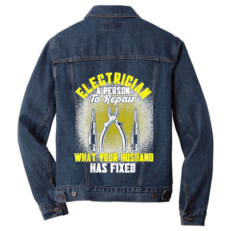 Mens Electrician A Person To Repair Electrician Men Denim Jacket | Artistshot