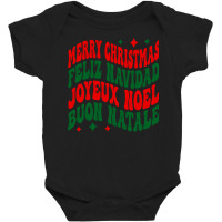 Merry Christmas, Feliz Navidad, Joyeux Noel, Buon Natale Pullover Hood Baby Bodysuit | Artistshot