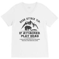 Bear Attack Tip Camping Hiking Travel Adventure Vintage T Shirt V-neck Tee | Artistshot