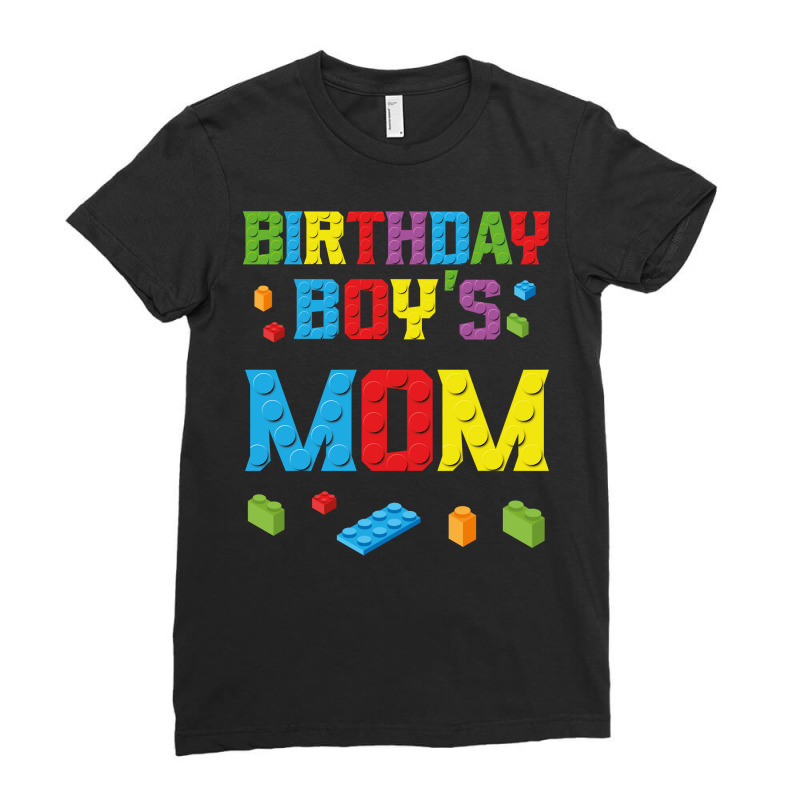 Master Builder Birthday Boy's Mom Building Bricks Blocks Long Sleeve T Ladies Fitted T-Shirt by vaeriburaeme | Artistshot