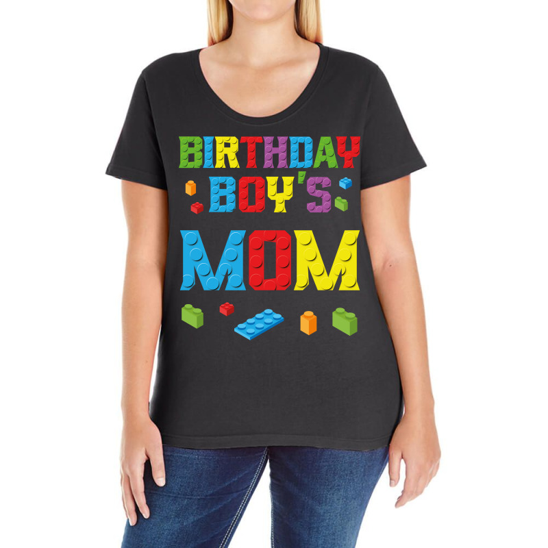 Master Builder Birthday Boy's Mom Building Bricks Blocks Long Sleeve T Ladies Curvy T-Shirt by vaeriburaeme | Artistshot