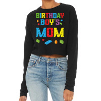 Master Builder Birthday Boy's Mom Building Bricks Blocks Long Sleeve T Cropped Sweater | Artistshot