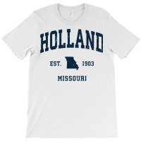 Holland Missouri Mo Vintage Athletic Navy Sports Design Long Sleeve T T-shirt | Artistshot