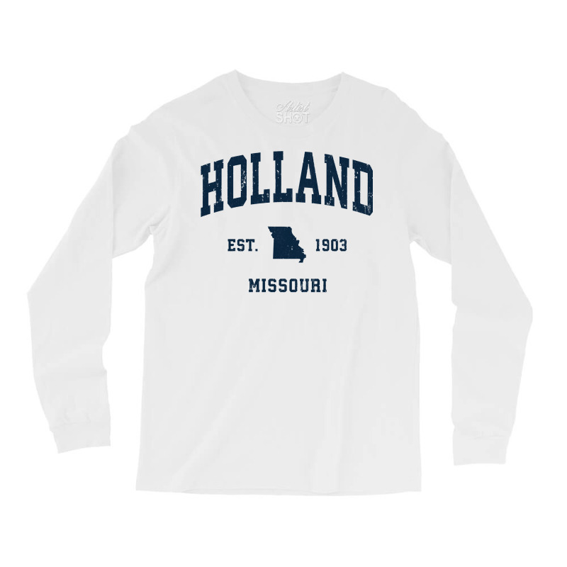 Holland Missouri Mo Vintage Athletic Navy Sports Design Long Sleeve T Long Sleeve Shirts | Artistshot