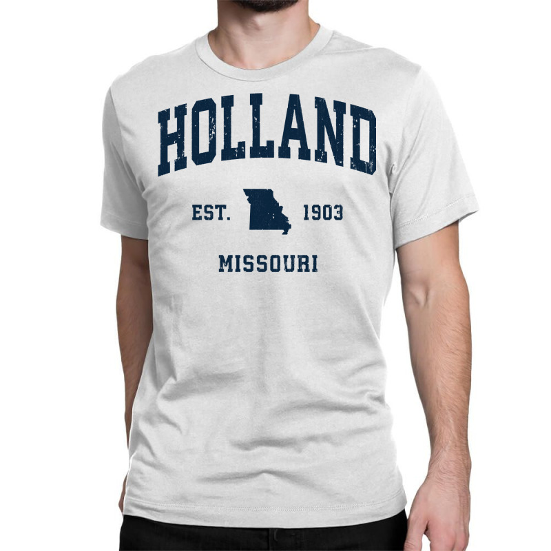 Holland Missouri Mo Vintage Athletic Navy Sports Design Long Sleeve T Classic T-shirt | Artistshot