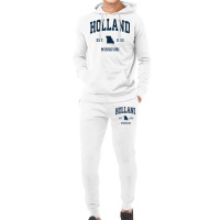 Holland Missouri Mo Vintage Athletic Navy Sports Design Long Sleeve T Hoodie & Jogger Set | Artistshot