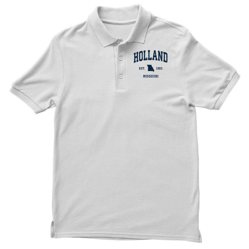 Holland Missouri Mo Vintage Athletic Navy Sports Design Long Sleeve T Men's Polo Shirt | Artistshot