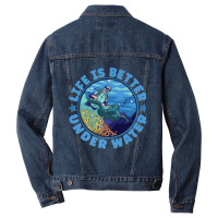 Life Is Better Under Water Marine Biology Scuba Diver Premium Men Denim Jacket | Artistshot