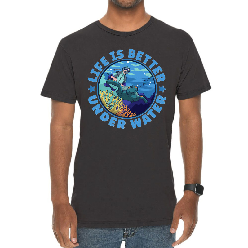 Life Is Better Under Water Marine Biology Scuba Diver Premium Vintage T-shirt | Artistshot