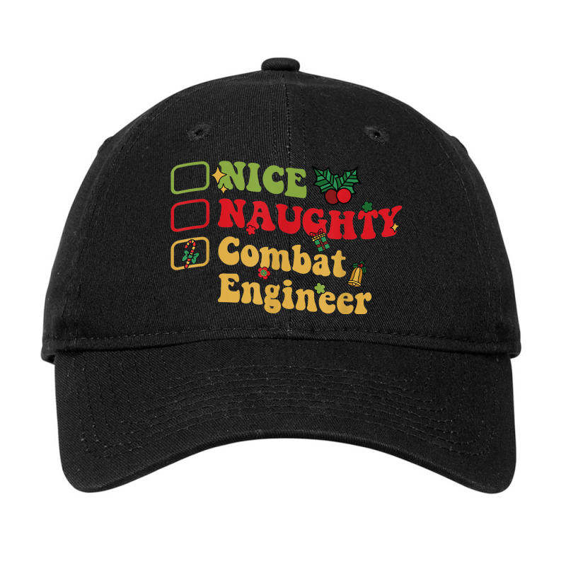 Groovy Nice Naughty Combat Engineer Christmas List Adjustable Cap by Uniform | Artistshot