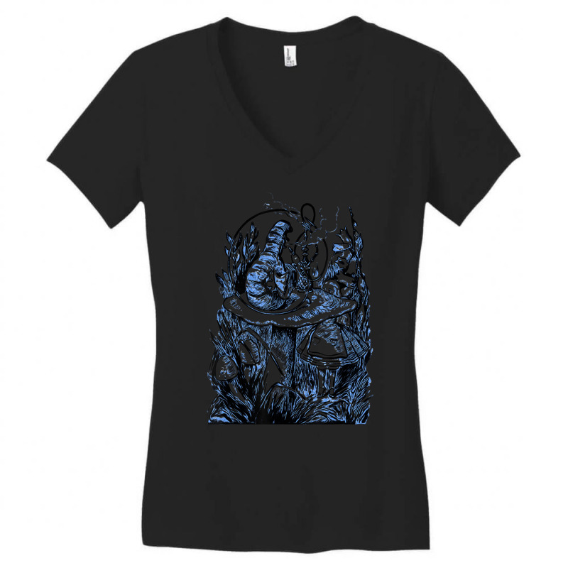 Alice & The Hookah Smoking Caterpillar Women's V-Neck T-Shirt by cm-arts | Artistshot