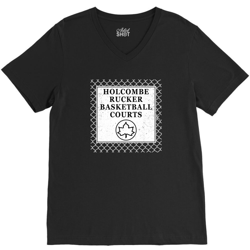 Holcombe Rucker Basketball Courts Park Sign On Chain Link Fence V-Neck Tee by cm-arts | Artistshot