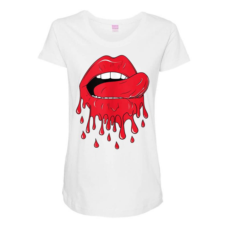 Tongue Licking Red Melting Lips Tank Top Maternity Scoop Neck T-shirt by cm-arts | Artistshot