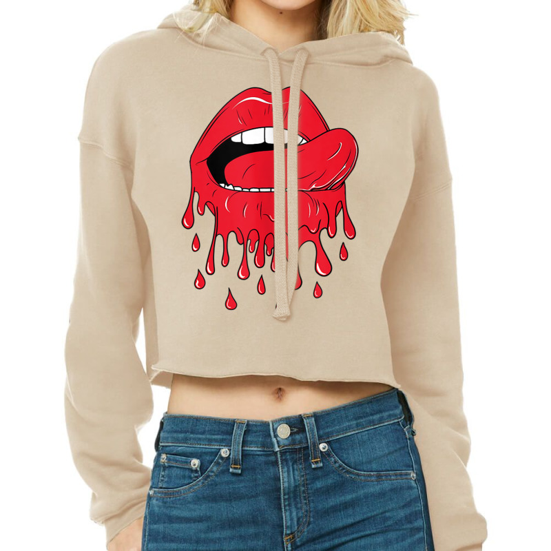 Tongue Licking Red Melting Lips Tank Top Cropped Hoodie by cm-arts | Artistshot