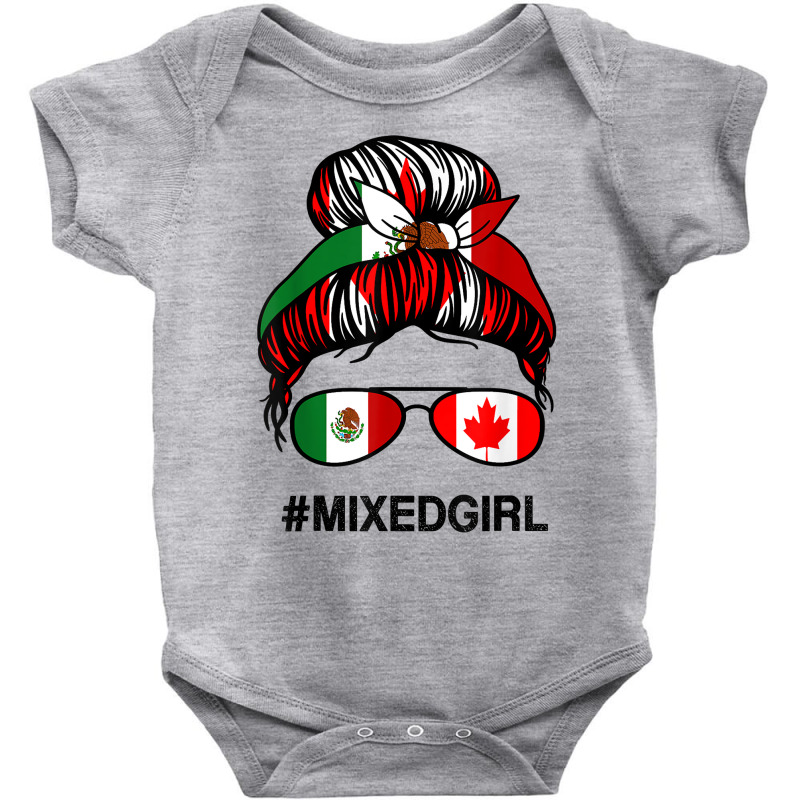 Mexico Canada Flag Mexican Canadian Messy Bun T Shirt Baby Bodysuit by cm-arts | Artistshot