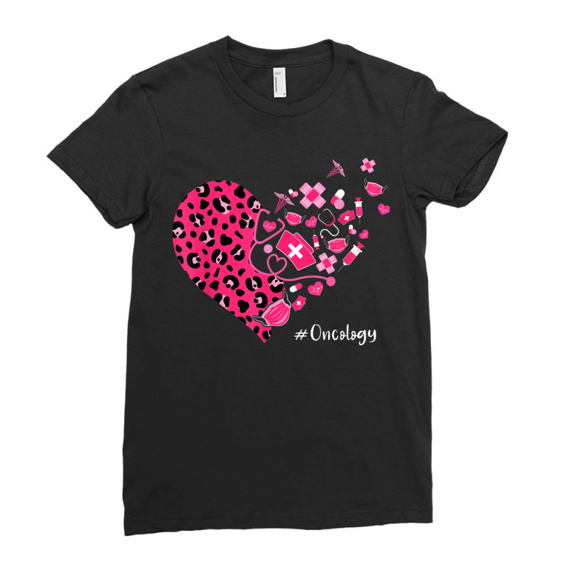 Leopard Heart Stethoscope Oncology Nurse Valentines Day Ladies Fitted T-Shirt by TiffaneyAitchison | Artistshot