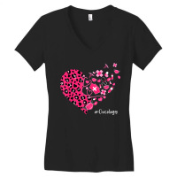 Leopard Heart Stethoscope Oncology Nurse Valentines Day Women's V-neck T-shirt | Artistshot