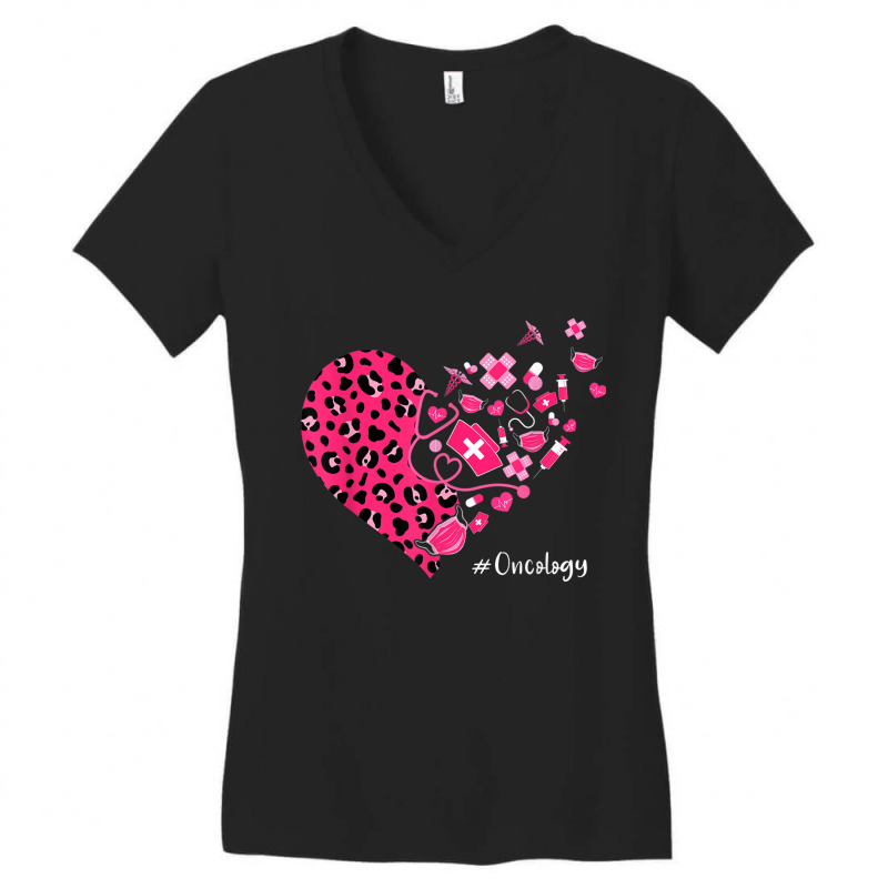 Leopard Heart Stethoscope Oncology Nurse Valentines Day Women's V-Neck T-Shirt by TiffaneyAitchison | Artistshot