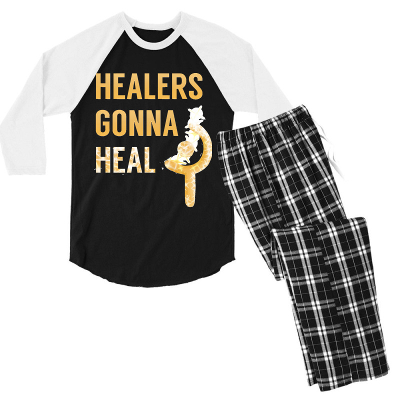 Ffxivv White Mageee Healerss Gonnaa Heal Funny Meme Men's 3/4 Sleeve Pajama Set | Artistshot