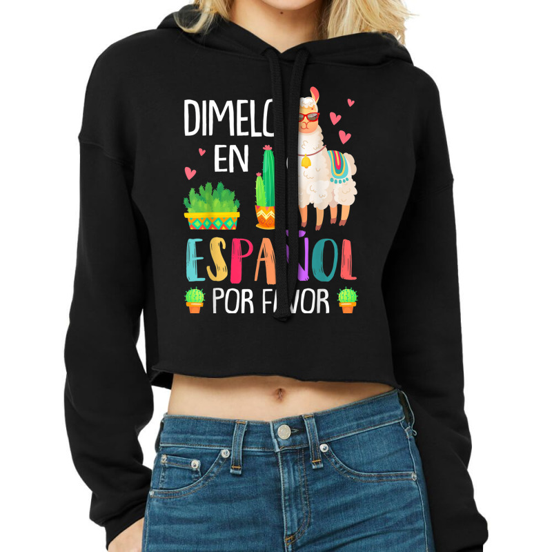 Womens En Espanol Por Favor Bilingual Spanish Teacher Gifts Cropped Hoodie by ZaraGross | Artistshot