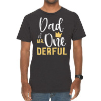 Mens Dad Of Mr Onederful 1st Birthday First One-derful Matching Vintage T-shirt | Artistshot