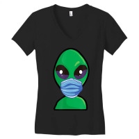 Alien Wearing Face Mask Women's V-neck T-shirt | Artistshot