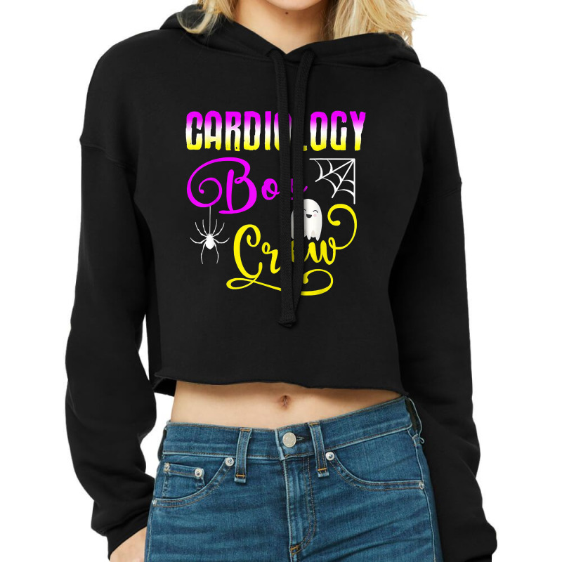 Cardiology Boo Crew Spider Ghost Halloween Halloween Cropped Hoodie by WillettaIngber | Artistshot