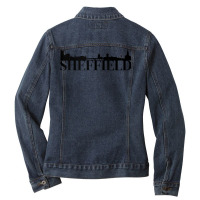 Sheffield England Uk City Skyline Silhouette Outline Sketch Tank Top Ladies Denim Jacket | Artistshot