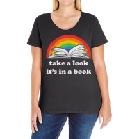 Take A Look It's In A Book Reading Vintage Retro Rainbow T Shirt Ladies Curvy T-shirt | Artistshot