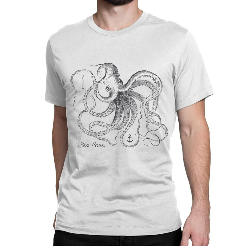 Vintage Black Octopus Marine Biologist Ocean Sea Life 5 Classic T-shirt | Artistshot