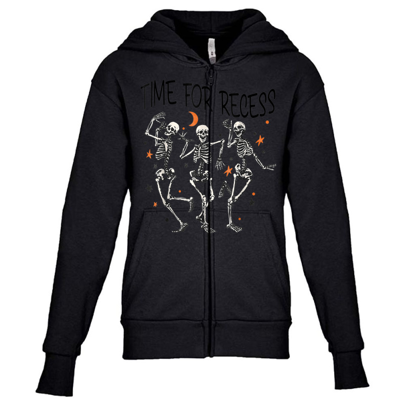 Funny Teacher Halloween Time For Recess Dancing Skeletons Youth Zipper Hoodie by Fashonus | Artistshot