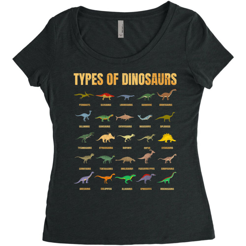 Types Of Dinosaurs Dino Identification Rex Dinosaur Type Women's Triblend Scoop T-shirt by ValentinoHoover | Artistshot